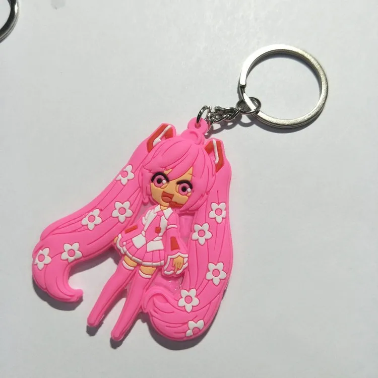 Anime Hatsune Miku cosplay PVC llavero moda divertida silicona para llaves coche bolsa colgante llavero joyería accesorios llaveros