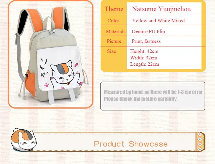 Новая Мода Аниме Нацумэ Yuujinchou Холст мультфильм Рюкзаки подросток студент плечо ранцы унисекс дорожная сумка