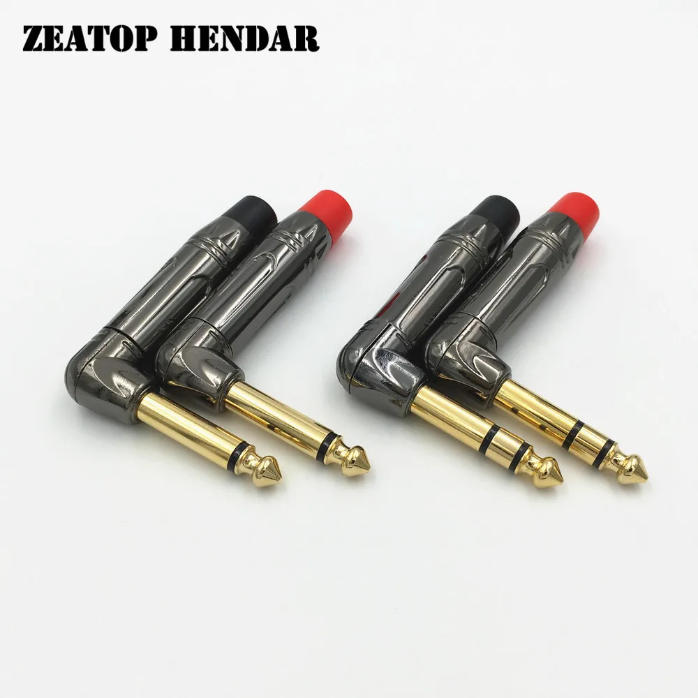 

8Pcs Microphone Plug Right Angle 6.35mm 2 3 Pole Mono Stereo Male Assembly Connector Smoothly Gunmetal Plated 6.35 Audio Plug