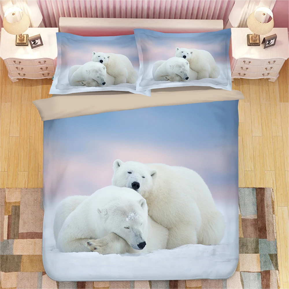 3D Белый полярный медведь постельные принадлежности наборы анималы печать Стёганое одеяло/одеяло наволочки 3/4 шт. Au queen king размер постельное белье Горячая Распродажа - Цвет: A2