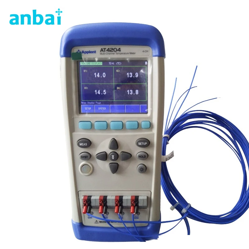 

TFT-LCD True-color LCD Display 4 Channels Handheld Multi-channel Temperature Meter Tester AT4204