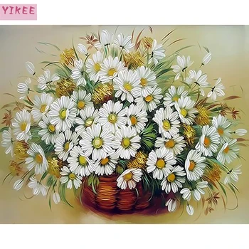 

painting by numbers kids,diy painting numbers,daisy flowers,black and white canvas