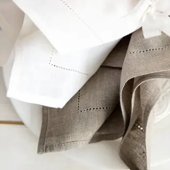 6 Pieces White Hemstitch Napkins Cocktail Napkin For Party Wedding Lace Napkin Table Cloth Linen Napkins Cotton Napkin 1