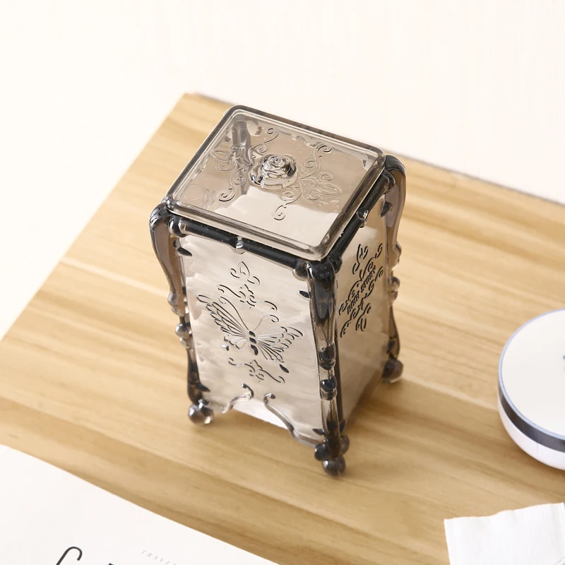 European Butterfly Cosmetic Storage Box Transparent Desktop Makeup Cotton Pad Manicure Beauty Salon Supplies Sundries Organizer