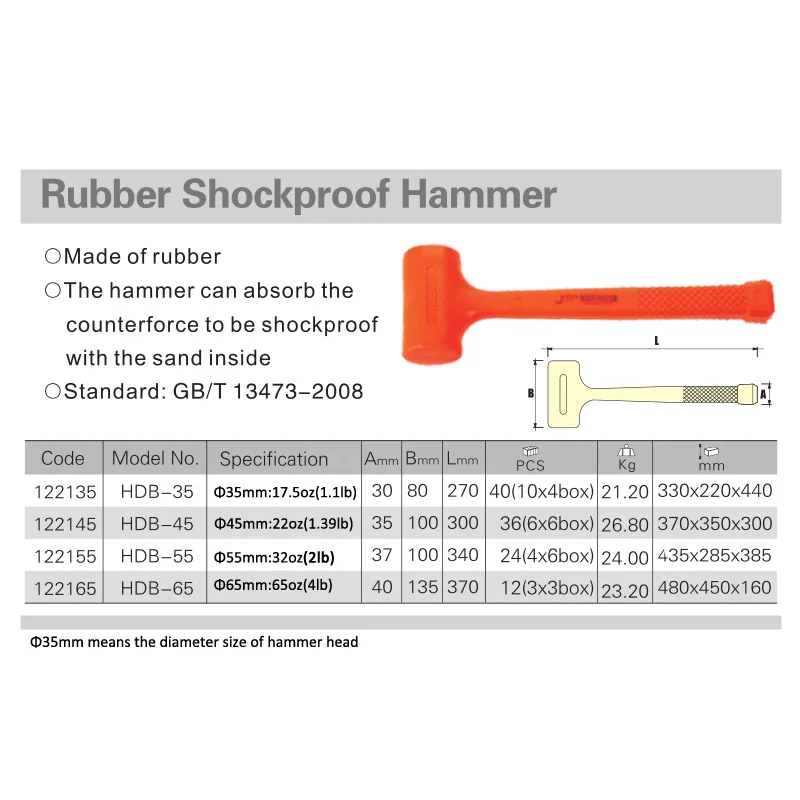 Rubber hammer orange size