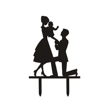 

Marry Me Love Family Acrylic Cake Flags Black White Cake Toppers For Wedding Anniversary Party Cake Decorations Hot Selling