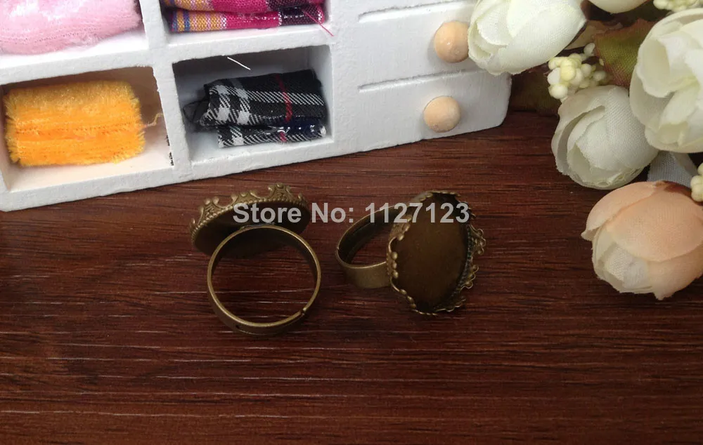 

Free ship!!200piece 20mm Bronze Color Ring base with round crown edged cabochon mountings
