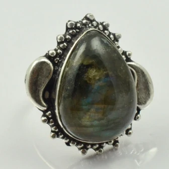 

Labradorite Ring Silver Overlay over Copper, USA Size 8.5 , R2444