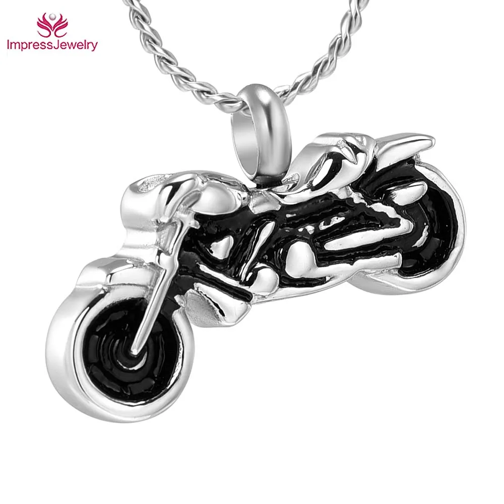Cremation Memorial keepsake Motorbike and Necklace for Ashes. 