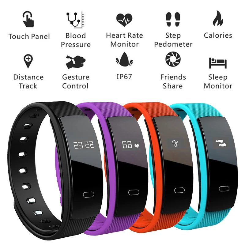 New QS80 Smart Wristband Blood Pressure Bracelet Fitness Sleep Measure Heart Rate Waterproof Call Tracker for