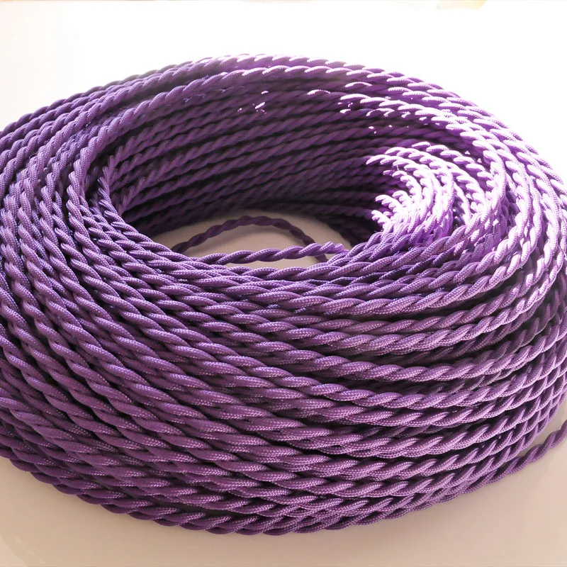 

2*0.75mm2 Edison Vintage Twisted Electrical Wire Knitted Cloth Retro Braided Edison Pendant Light Cable Vintage Lamp Cord 10M