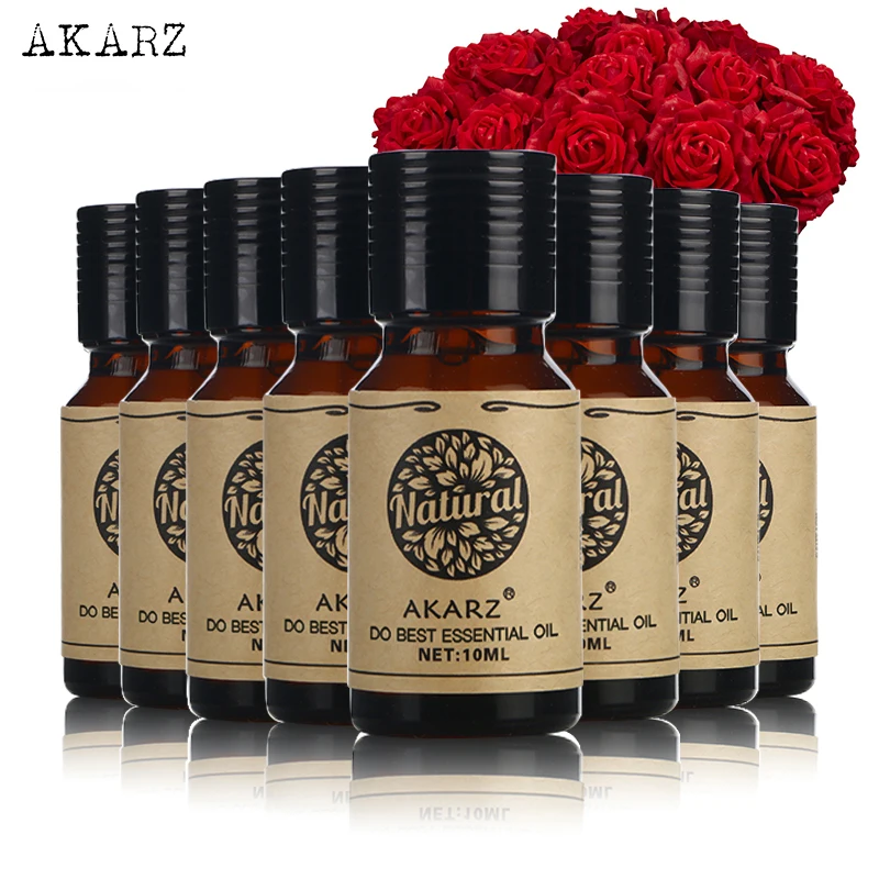 

AKARZ Value meals Patchouli Peppermint Citronella Lotus Ylang Ylang Basil Clary Sage Myrrh essential Oils 10ml*8