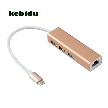 

kebidu 5 Gbps Type C USB 3.0 HUB USB C To 3 Port 3.0 Hub Ethernet Gigabit Ethernet Rj45 Lan Compatible With 10/100/1000 Mbps