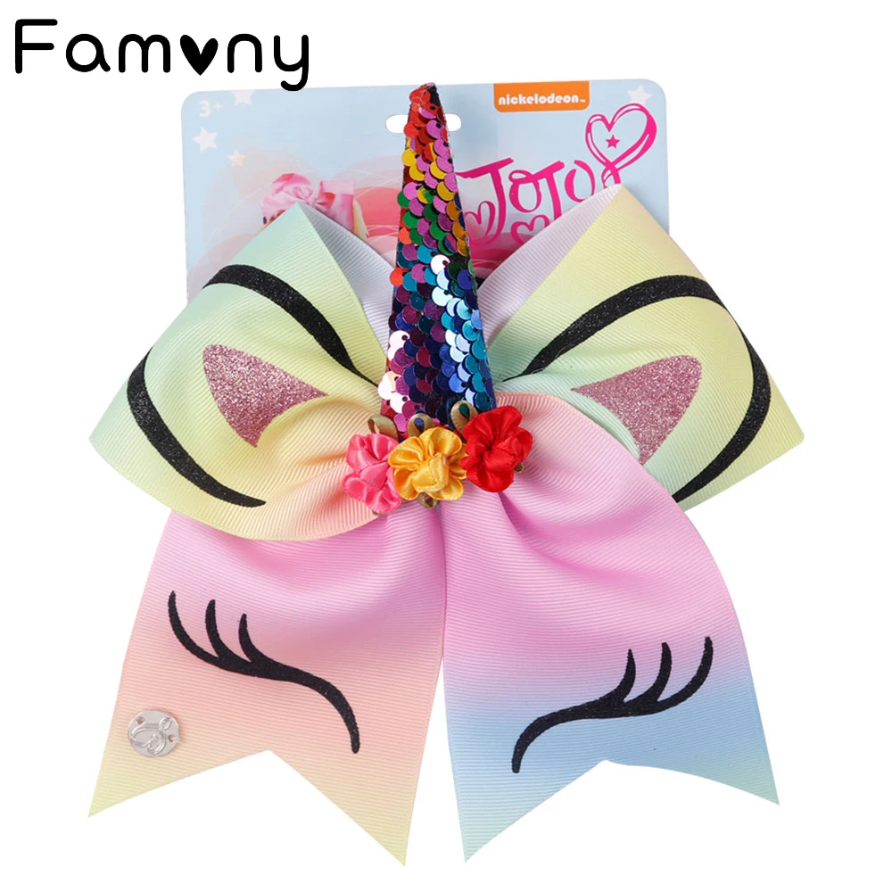 

7 Inch Rainbow Cheer Bows With Rubber Band For Girls Kids Reversible Sequin Ponytail Hair Bows Hair Accessories
