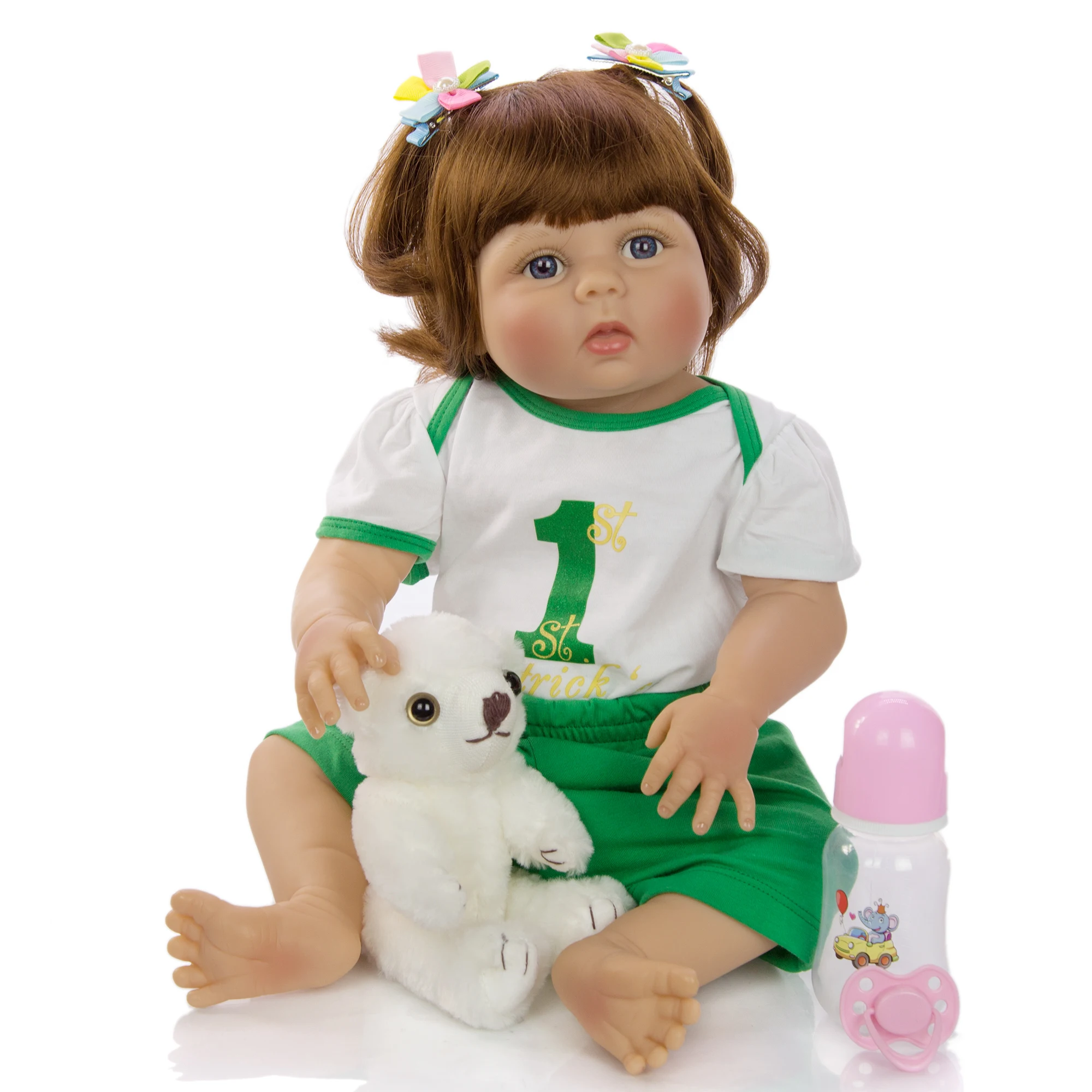 

KEIUMI Lifelike 23'' Reborn Boneca Full Silicone Vinyl Waterproof Reborn Baby Dolls Fashion 1 Birthday Gifts For Girl With Curls