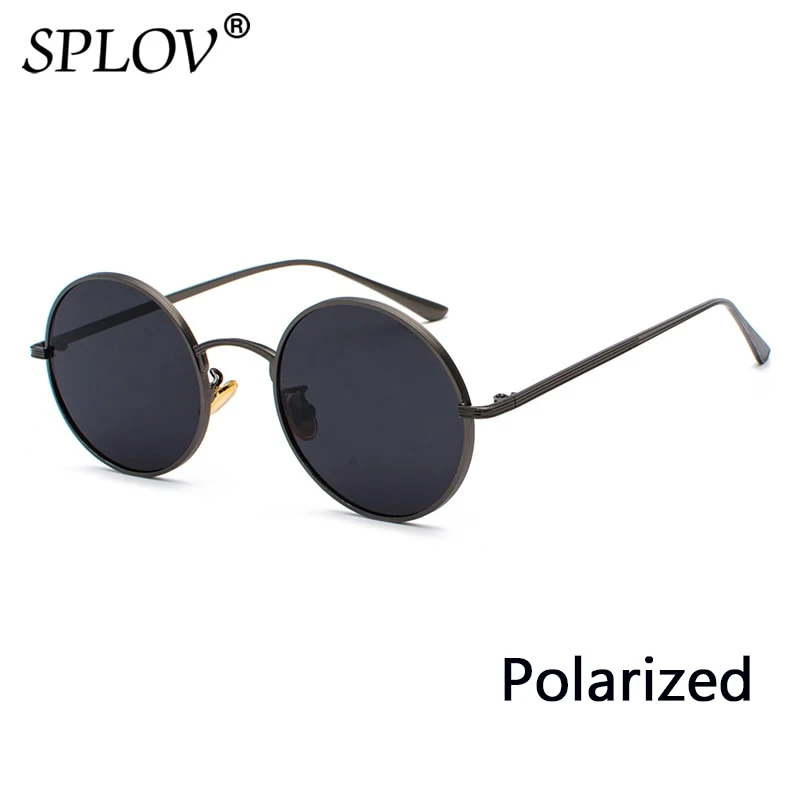 SPLOV, Ретро стиль, панк стиль, мужские солнцезащитные очки, женские, Ретро стиль, круглая металлическая оправа, цветные линзы, солнцезащитные очки, модные очки, Gafas Sol, UV400 - Цвет линз: P04 Black Grey