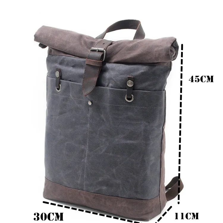 DIMENSION of Woosir Waterproof Waxed Canvas Roll Top Backpack