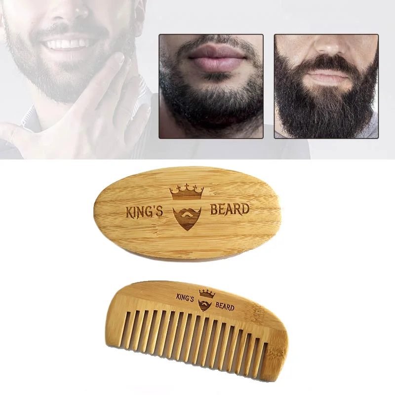 

2PCS Men's Beard Oval Bamboo Wood Brush + Comb Facial Beard Shaving Cleaning Grooming Shaving Brush Facial Mustache/Hair Brush