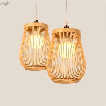 

LFH Modern rural style solid Wooden creative Pendant Light Wood lampshade hanging Lamp Dinning Room decorate lighting fixture