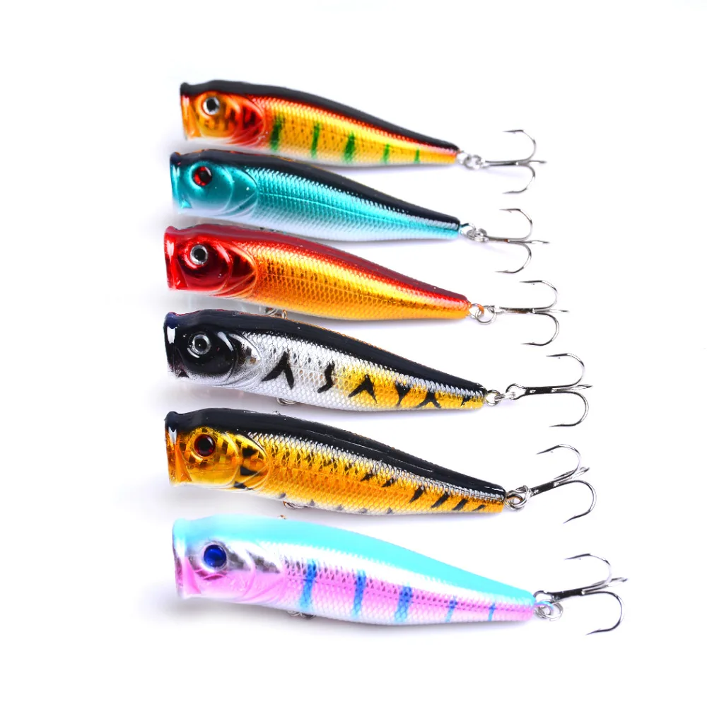 

YUZI 6pcs Big Popper Fishing Lures 3d Eyes Bait High-quality Crankbait Wobblers Tackle Isca artificial Poper Japan 8.5cm 14g