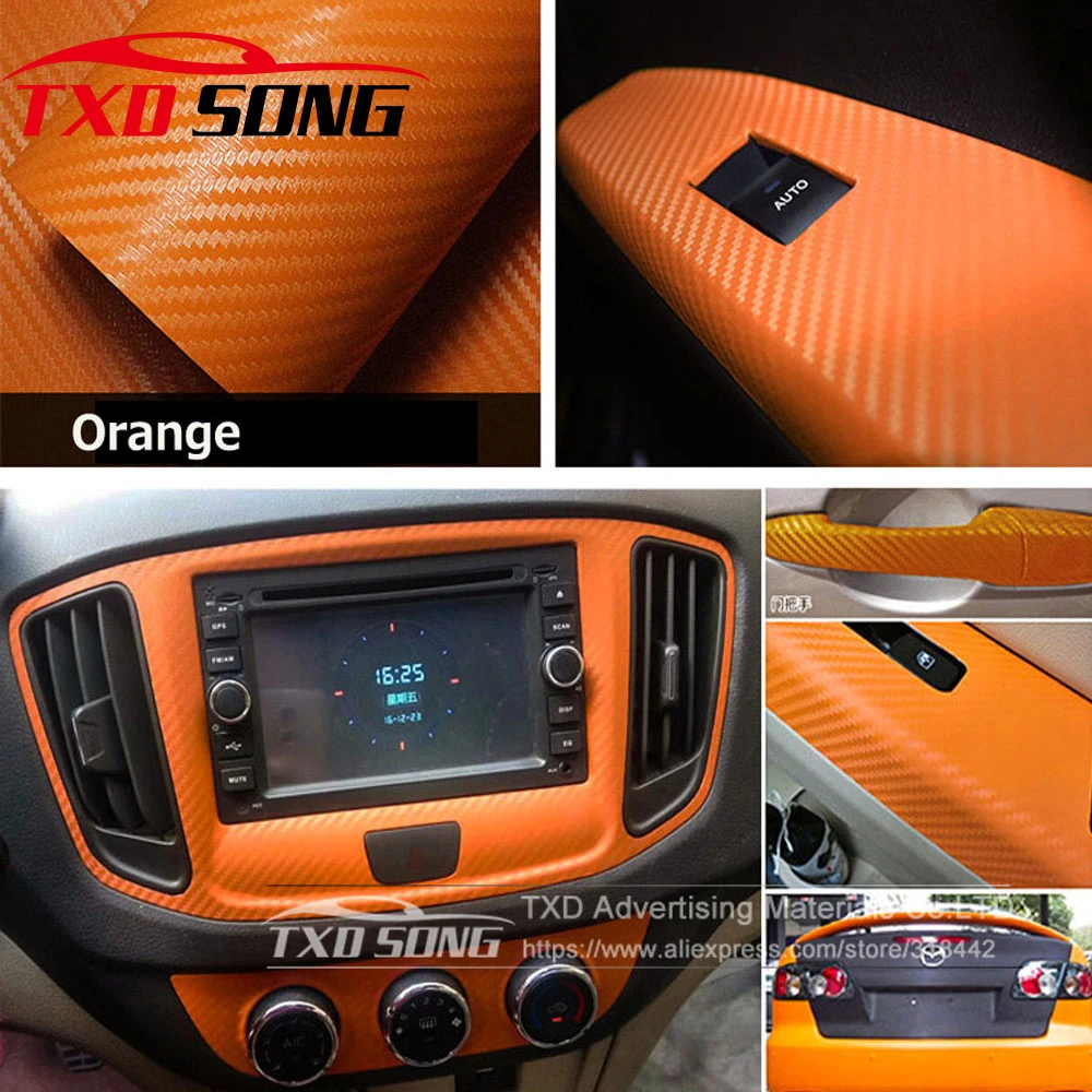30x127cm Durable 3D Carbon Fiber Vinyl Film Car Stickers Waterproof DIY Styling