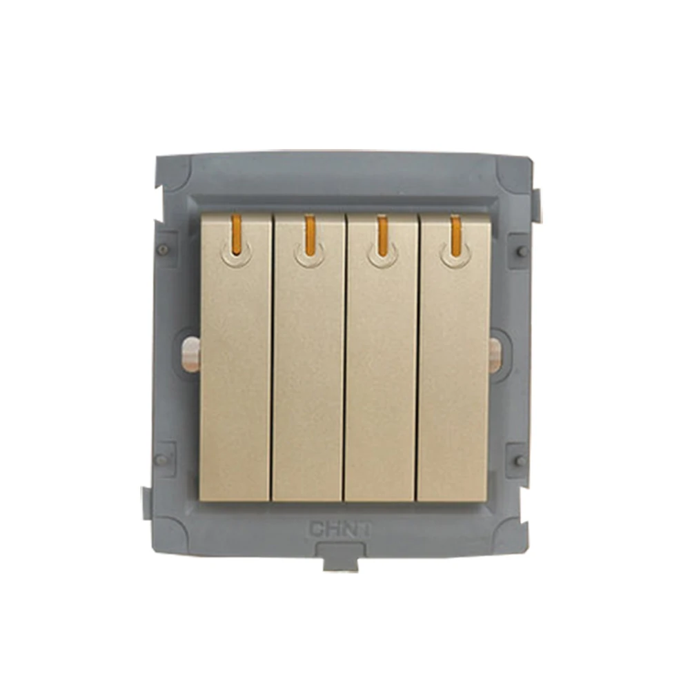 

CHINT On/off/on Wall Switch 86 Type Wall Switch Socket Light Champagne Gold Five Hole Four Gang Two Way