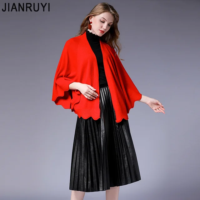 Best Product Large size women's fat mm2018 autumn new style outside cardigan sweater crescent side cloak shawl 18011