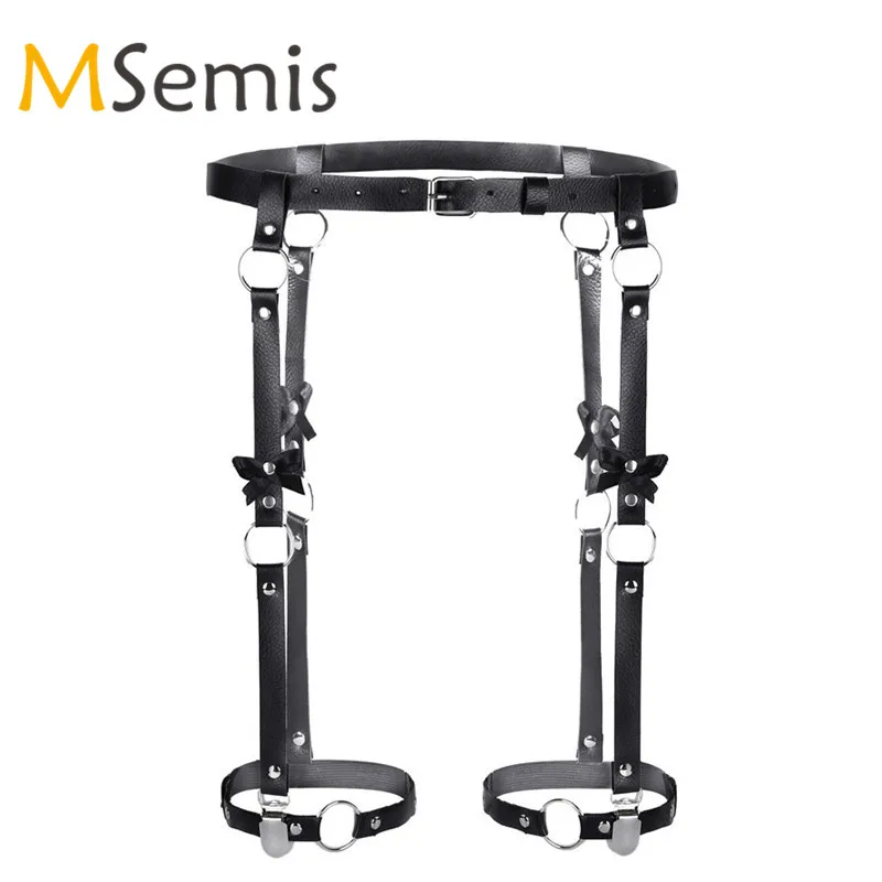 Buy Gay Men Women Leather Harness Leg Garter Belt Sexy Bondage Punk Waist