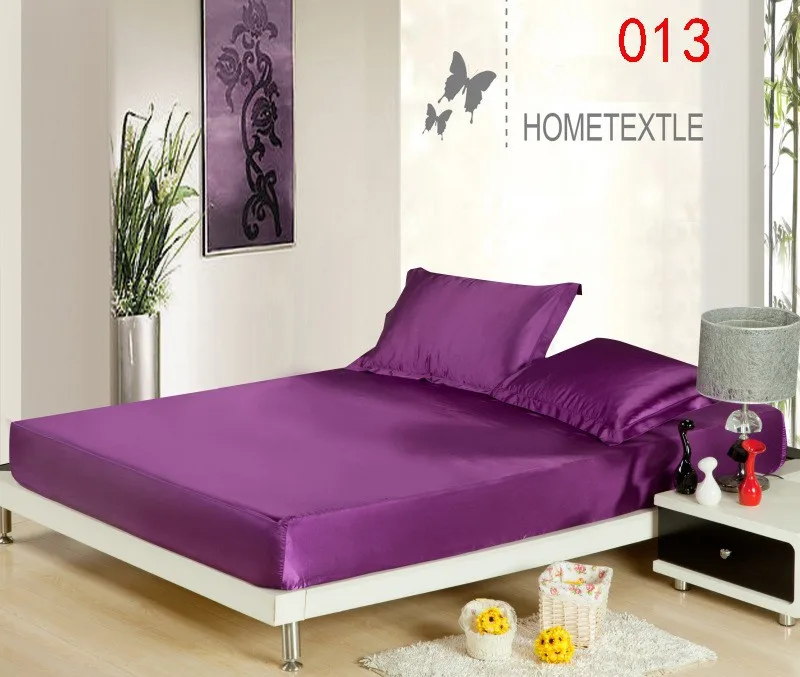 Deep purple шелковое установлены Простыни одного двуспальная кровать Простыни Детские Встроенная крышка Твин Полный Queen Постельные покрывала кровать Простыни 120*200 180*200 см