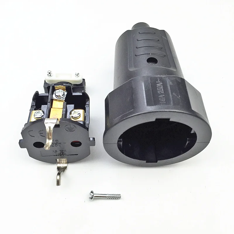 

Black 16A 250V EU Germany Multifunction electrical AC power adaptor socket PVC flame retardant Travel home wiring female plug