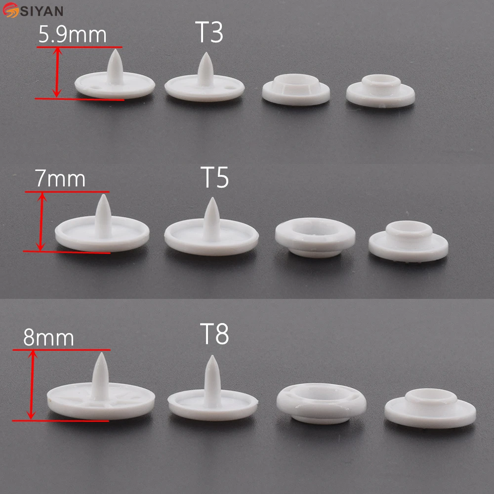 100 наборов KAM T3 T5 T8 круглые пластиковые застежки для пуговиц, стеганное одеяло, простыня, кнопки для одежды, аксессуары для детской одежды, зажимы