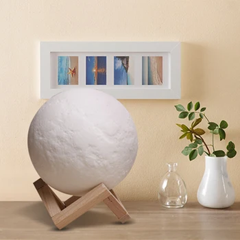 

3D Print Lamp Rechargeable Moon Lamp 3D Light Touch Switch Moon Bedroom Bookcase Night Light Creative Gifts 8cm/15cm