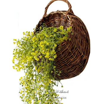 

Simulation flowers Plastic plant with wicker basket for home decoration creative decor for wedding