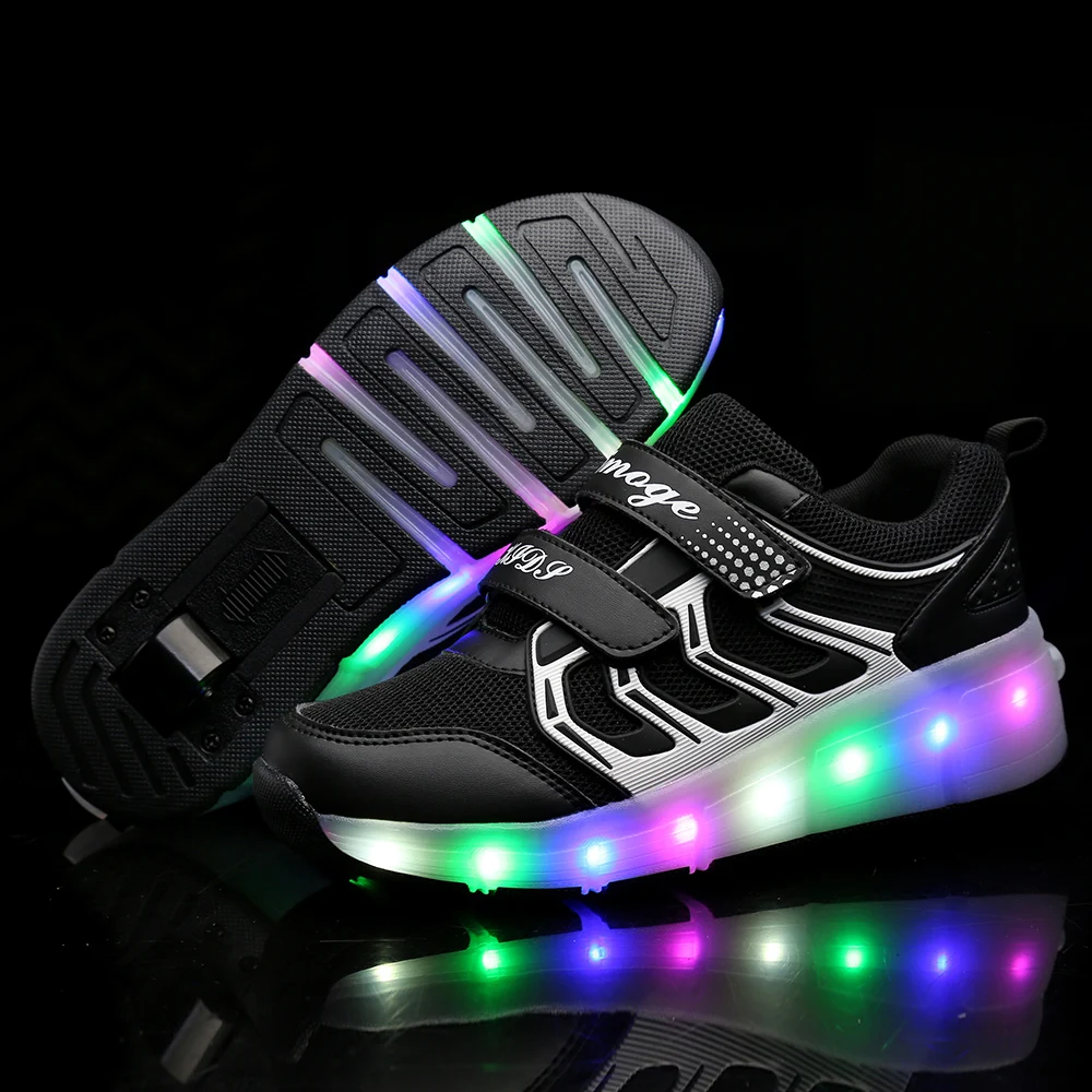 جديد الأطفال أحذية التزلج الأسطوانة الوردي الفتيان الفتيات Heelies مصباح ليد رياضية مع عجلة صبي فتاة حذاء كاجوال Zapatillas رويدس