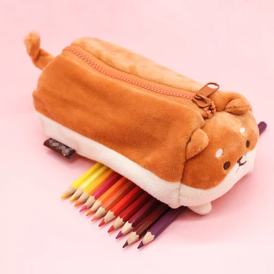 Candice guo супер милая плюшевая игрушка мультфильм жир Шиба Собака Щенок мягкий пенал сумка для хранения Чехол для карандаша подарок на день рождения Рождество 1 шт - Цвет: Коричневый