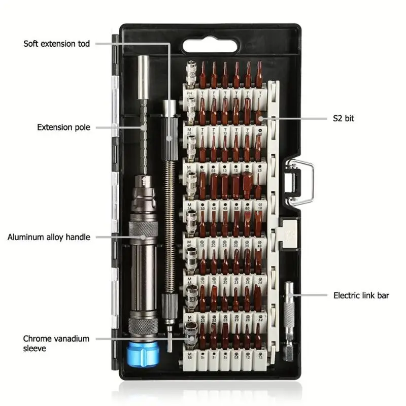 60 в 1 хром-ванадиевая Прецизионная отвертка, инструменты для ремонта компьютера и телефона, многофункциональный комбинированный костюм