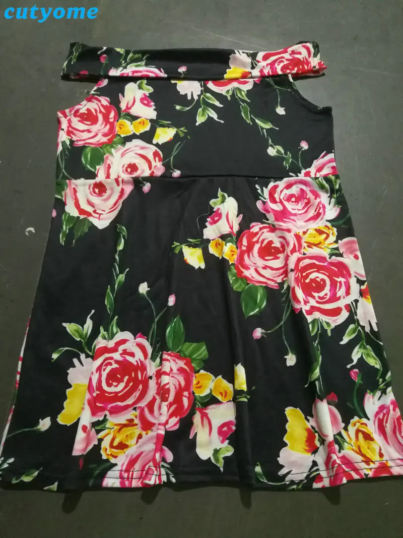 Summer Family Matching Outfits Mother and Daughter Dresses Floral Shoulder Off Dress Kids Mom Daughter Dress Matching Clothes (39)