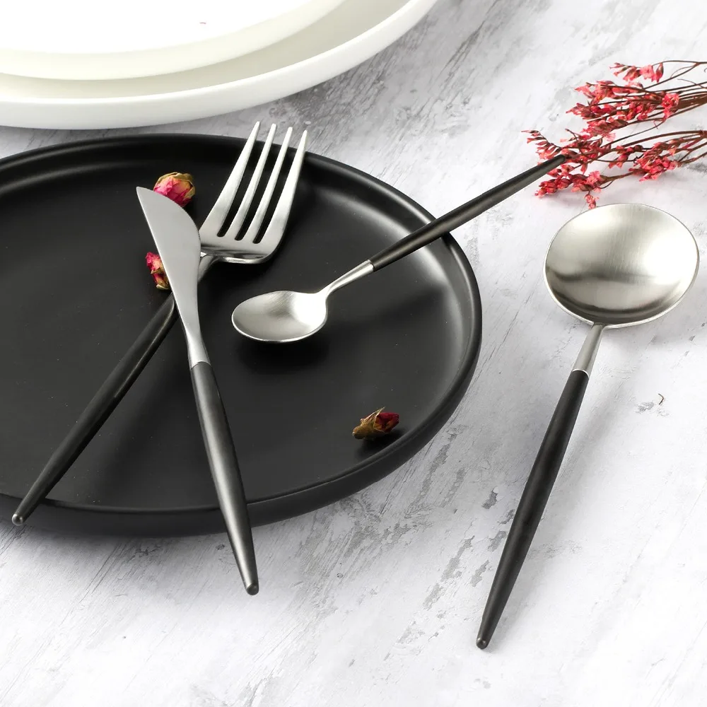 

LEKOCH Stainless Steel Cutlery Set 4PCS Home Tableware Set Dinner Knife Fork Scoops Silverware Set Home Dinnerware Kitchen Set