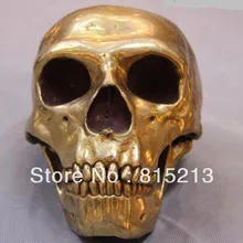 Bi00174 Тибет Буддизм Чистая Медь Бронзовый Золотой Свинка Скелет дьявола Череп голова Статуи