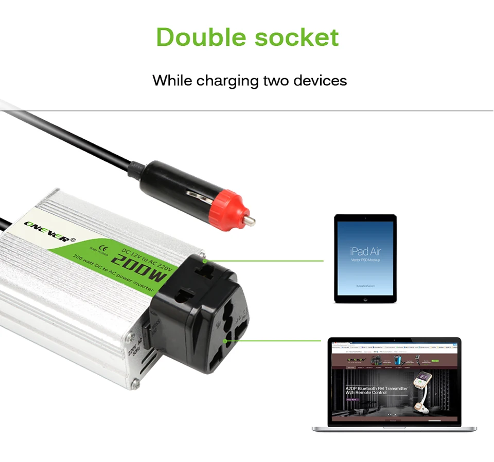 Autofather 2000W Power Inverter Car Truck Vehicle Inverter DC 12V to AC