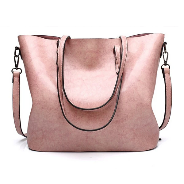 ALCEVR, мягкие сумки на плечо из искусственной кожи для женщин, вместительные повседневные сумки для женщин, Универсальные женские сумки через плечо - Цвет: Pink
