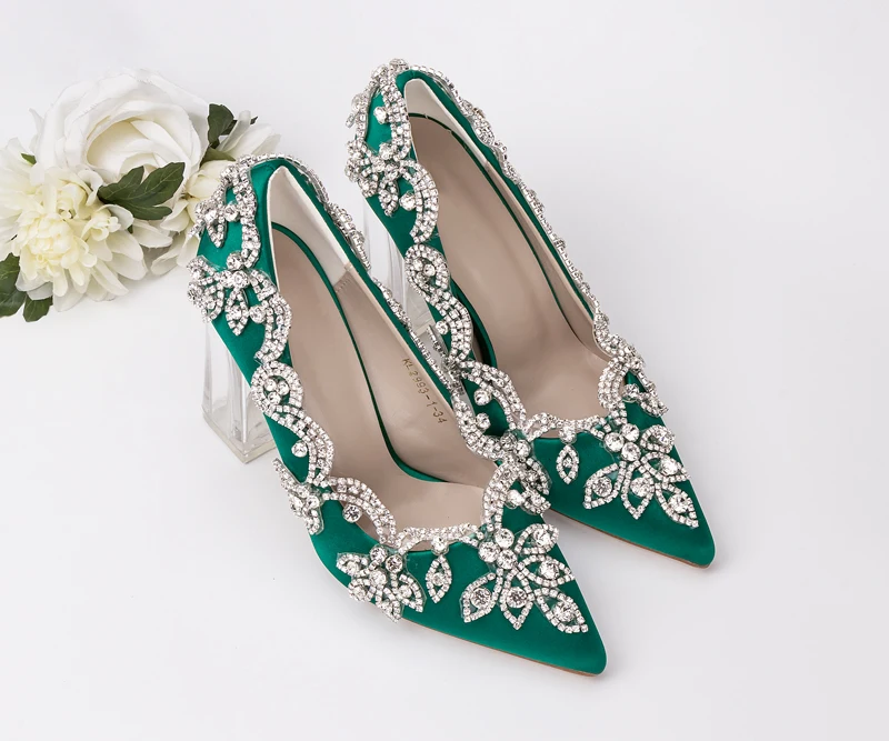 Women's Sexy Floral Crystal Heels Pump-Style6