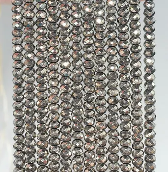 

4x3mm Titanium Hematite Pyrite Tone Gemstone Faceted Rondelle 4x3mm Loose Beads 16 inch Full Strand (80000368-784)