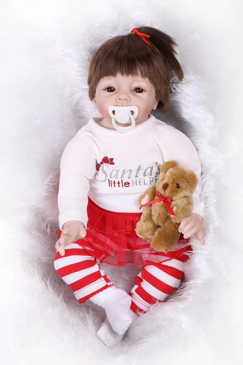 

NPKCOLLECTION 55cm new hot cotton body lifelike newborn baby girl best kids brithday gifts silicone reborn meninna baby dolls