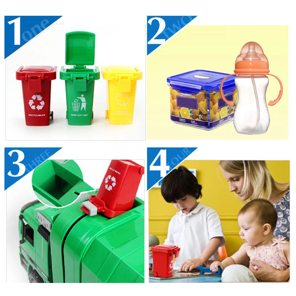 3 шт./компл. милый игрушечный мусорный бак для хранения мусорный бак для очистки автомобиля ковш контейнер кляп игрушка один набор для детей игры