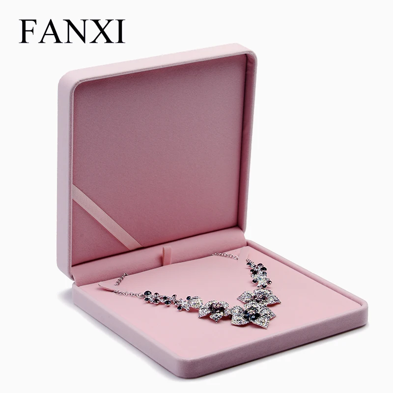 Romantic Jewelry Gift Box Pink Velvet Jewelry Collection Package Showcase Ring box long chain box Jewelry Packaging