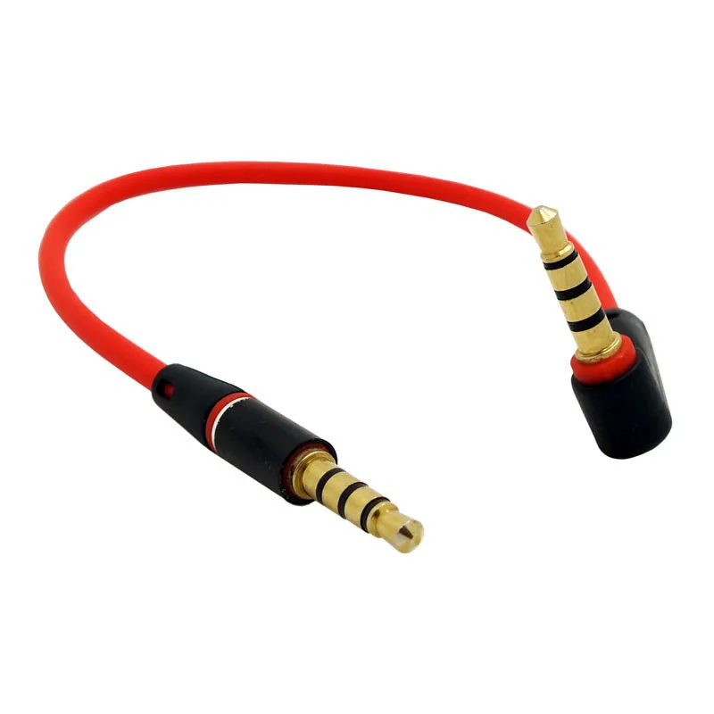 10cm 90 Degree Angled Short 4 pole 3 5mm to 3 5mm Audio Cable Plug jack 3 5 male to male Car Sound Wire headphone 50pcies lot