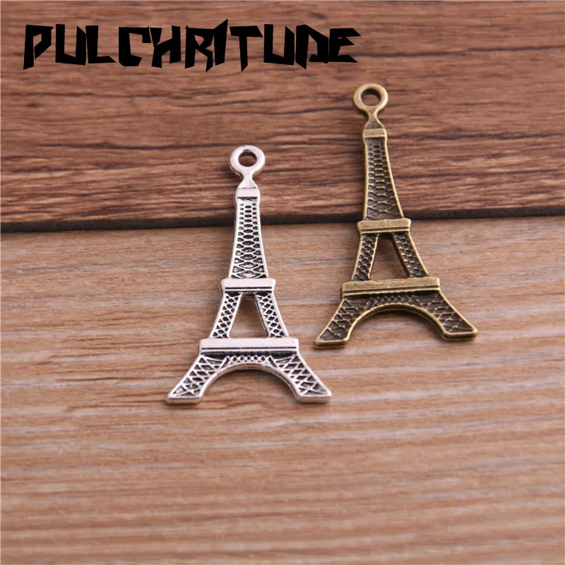 

16PCS 19*35mm Metal Alloy Two Color Eiffel Tower Charms Pendants For Jewelry Making DIY Handmade Craft