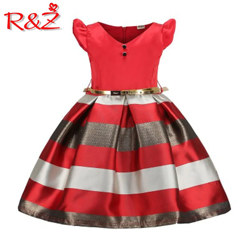 R& Z/ новое летнее платье для девочек Полосатое платье принцессы в европейском и американском стиле для больших детей