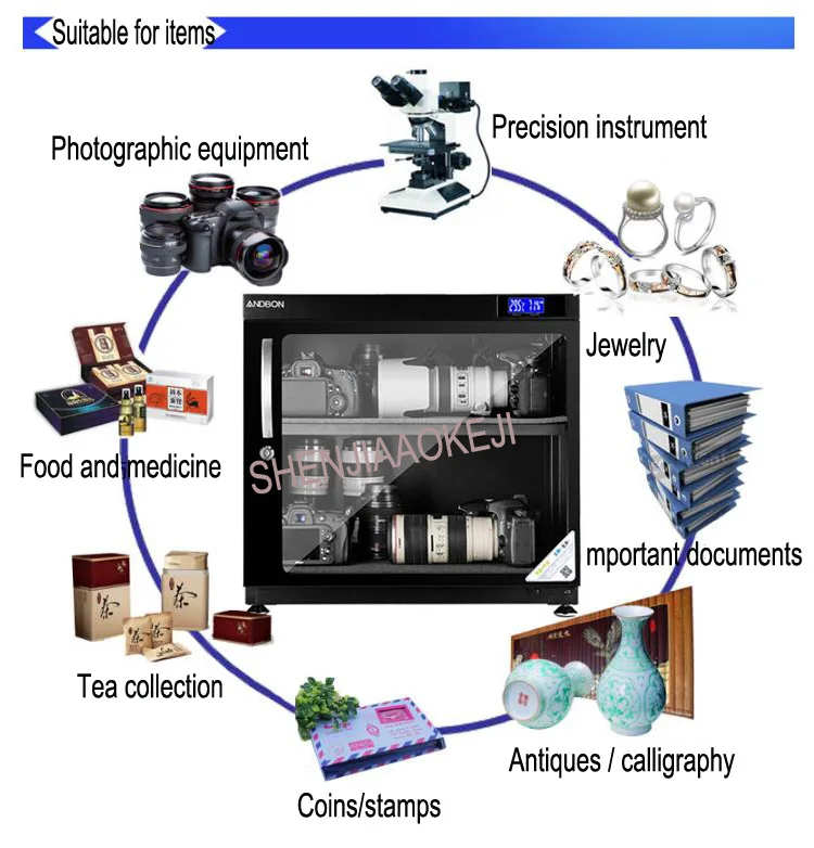 AD-80HC электронный ящик влагостойкий 220 В светодиодный сушила 80L SLR хранения линз влагостойкие камеры хранения сушки- кабинет